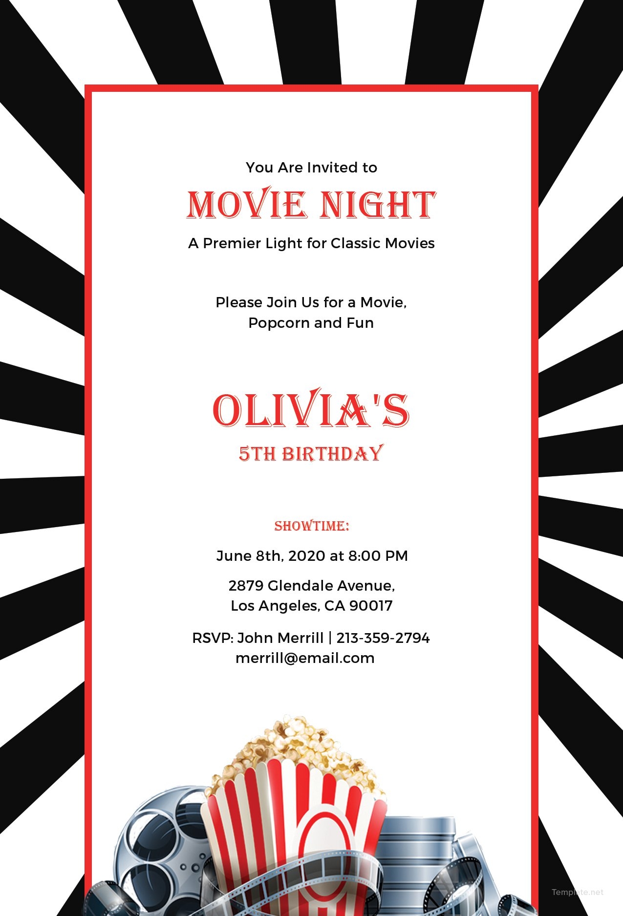 editable movie invitation template