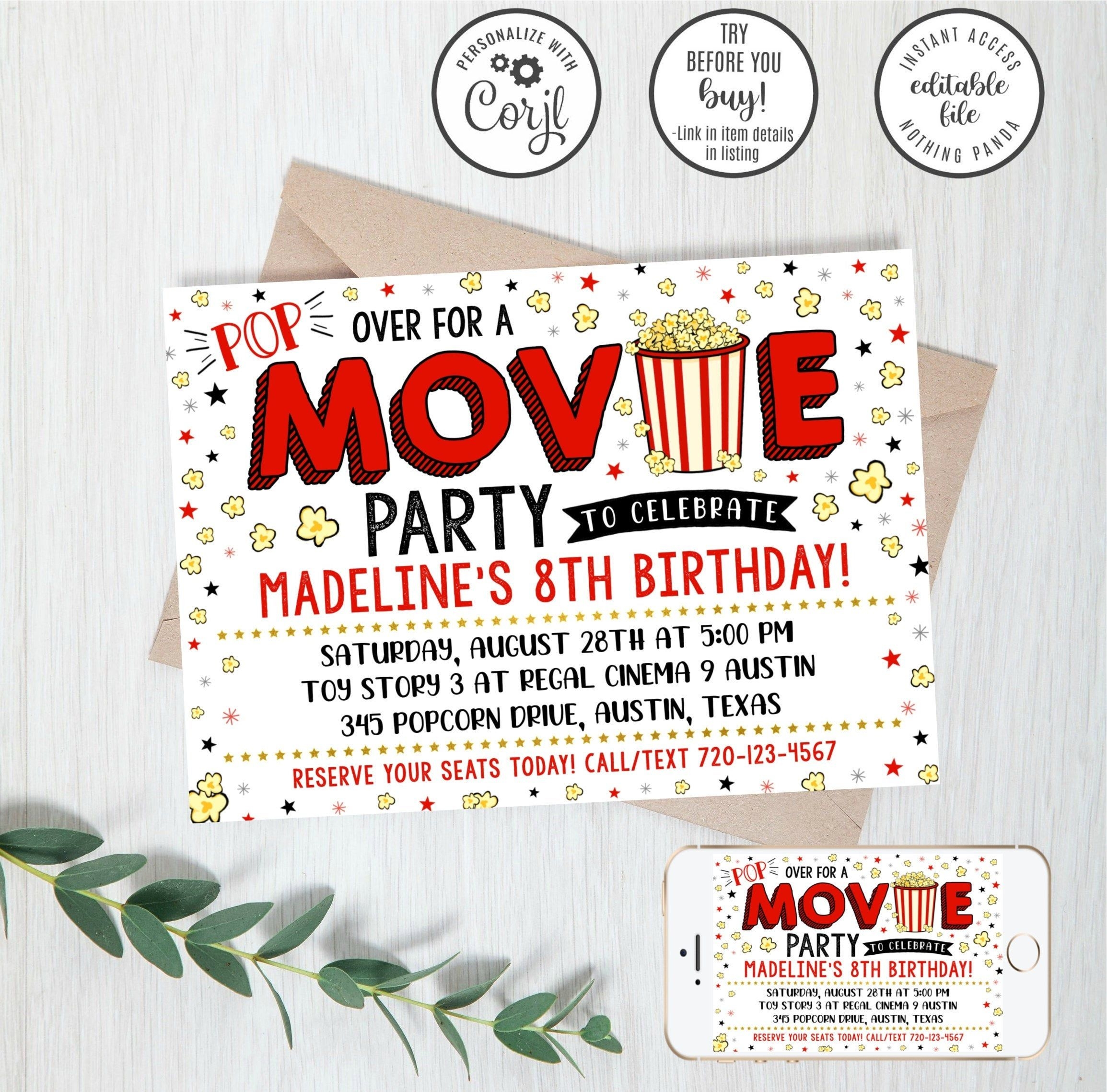 Editable Movie Invitation Template