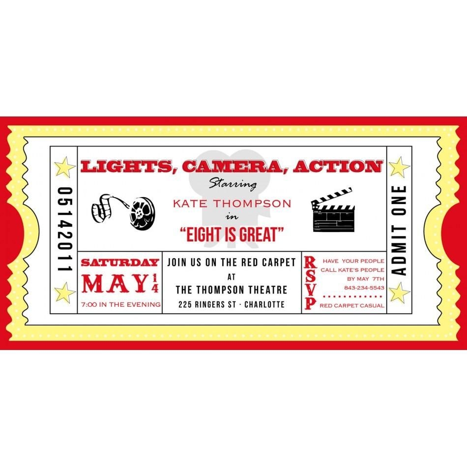 Editable Movie Ticket Invitation Template Free Printable James H Allison