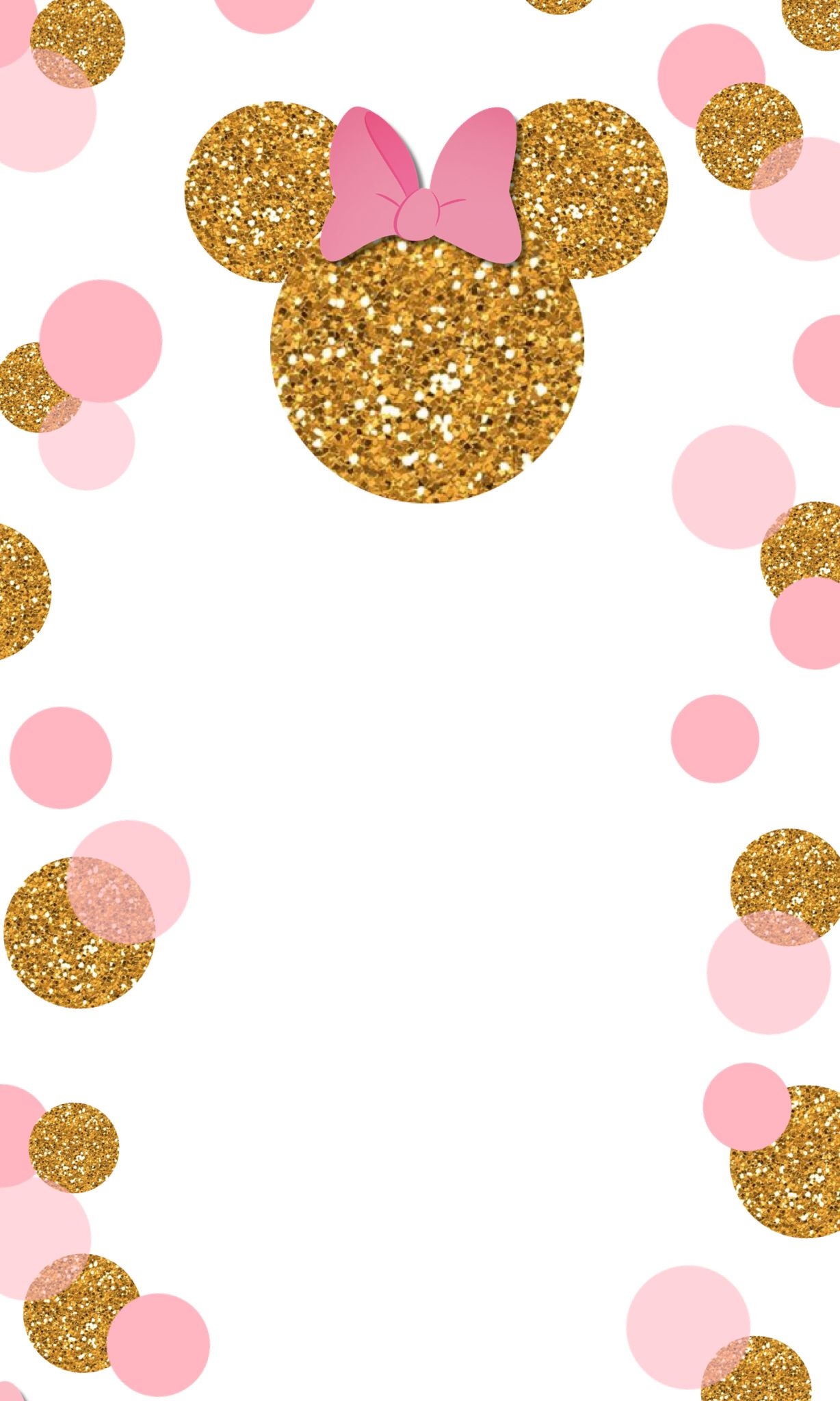 Editable Pink And Gold Minnie Mouse Invitation Template