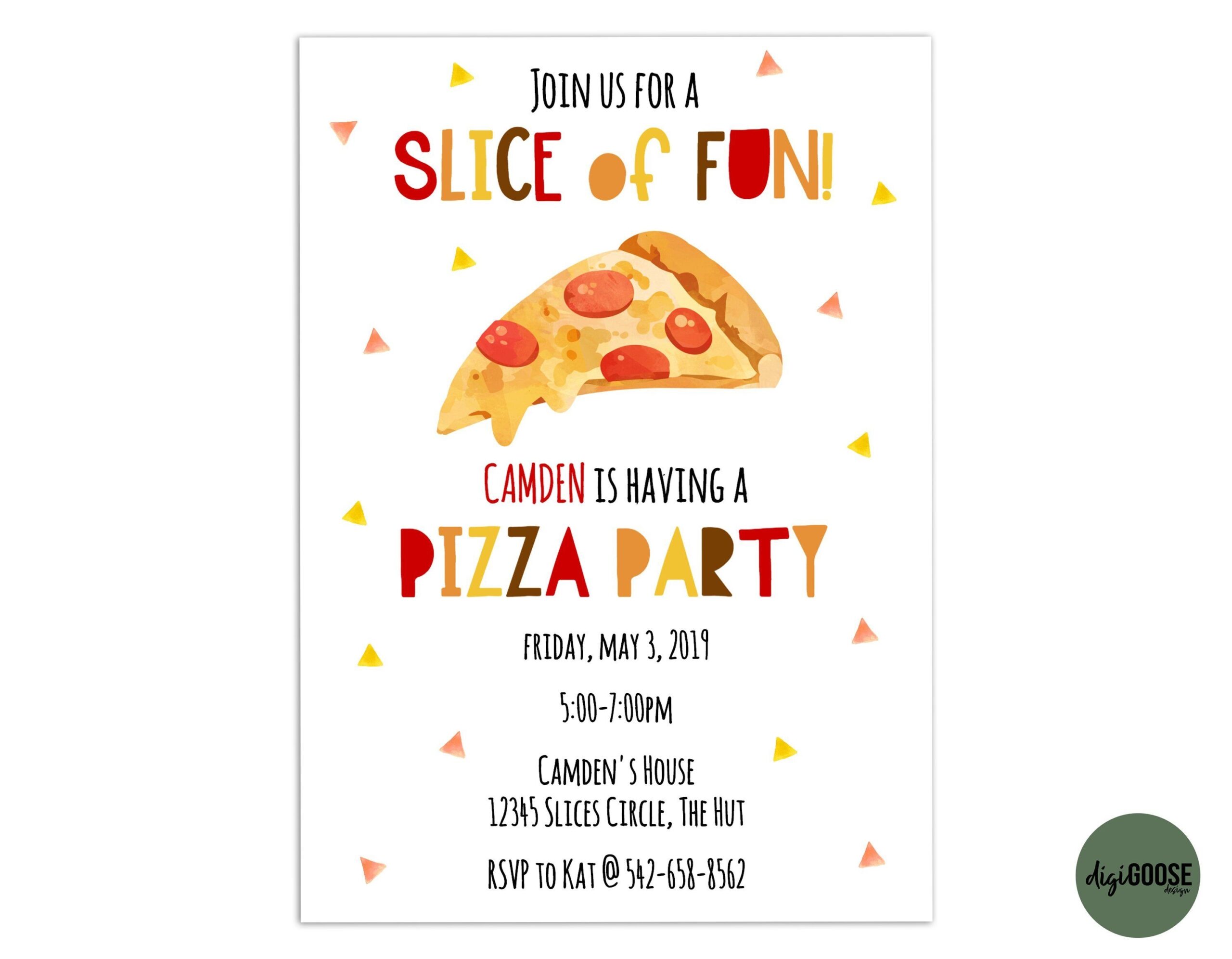 EDITABLE Pizza Party Invitation TEMPLATE Pizza Birthday Party Pizza 