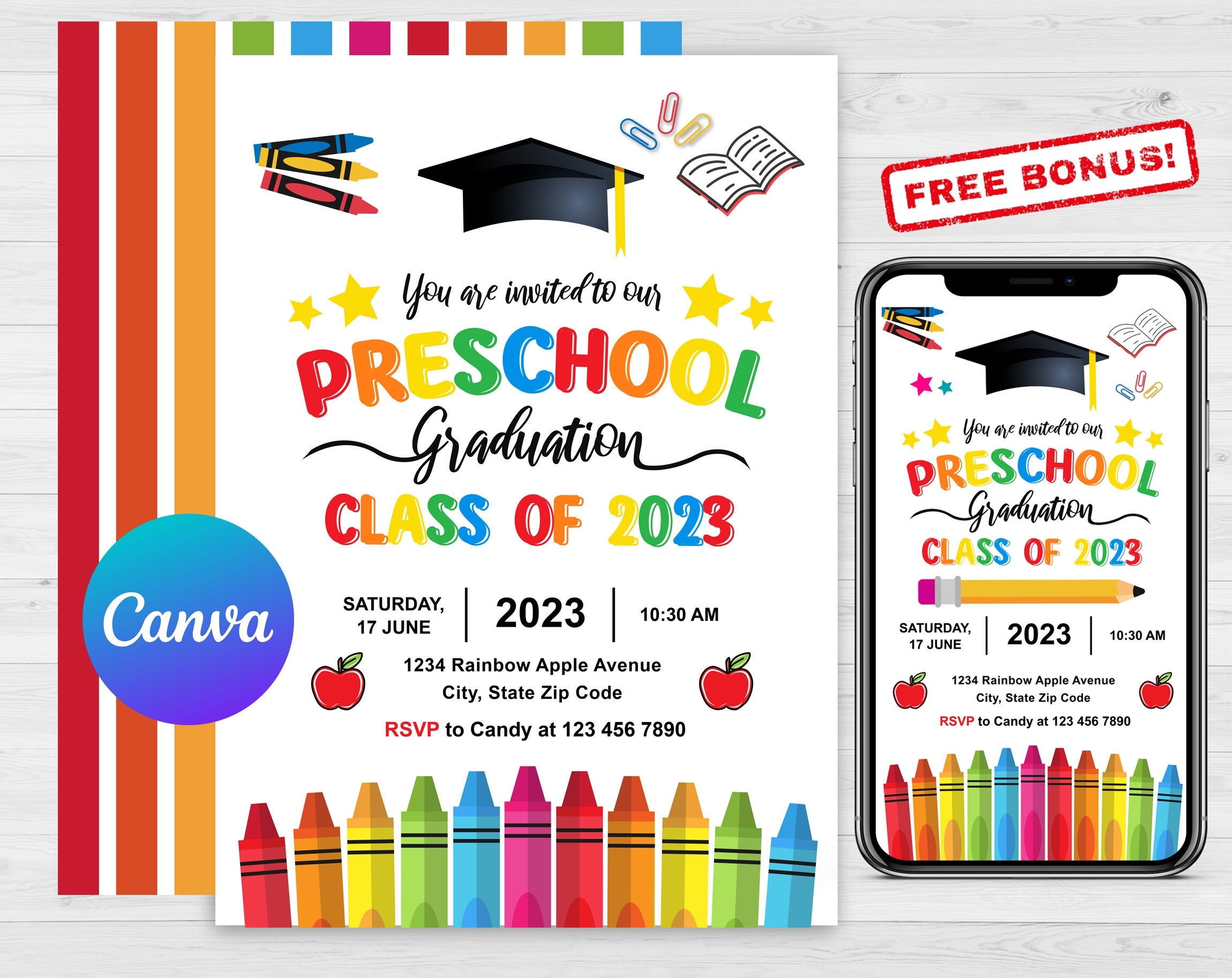 editable preschool graduation invitation template
