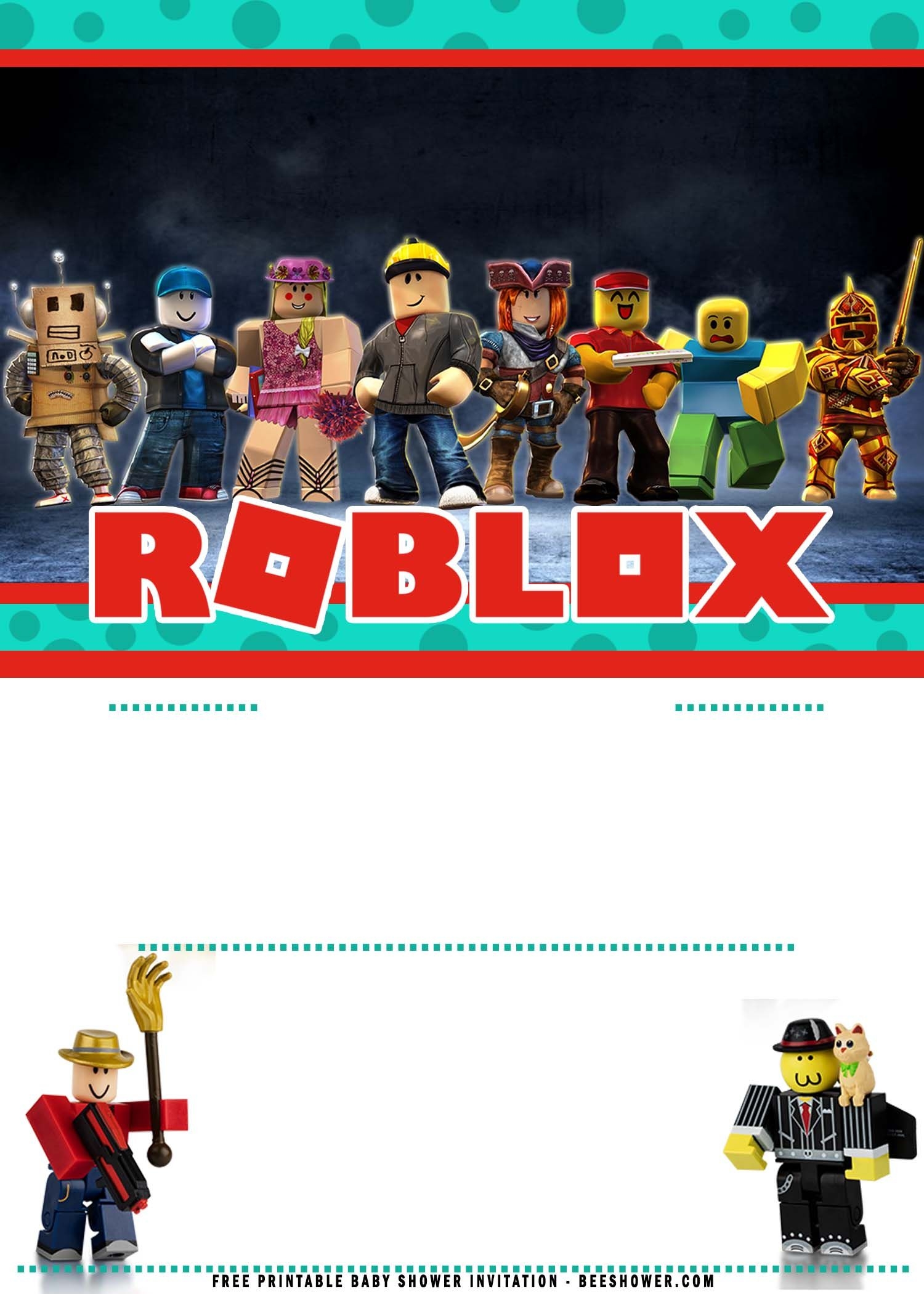 Editable Roblox Invitation Template Printable Calendars AT A GLANCE