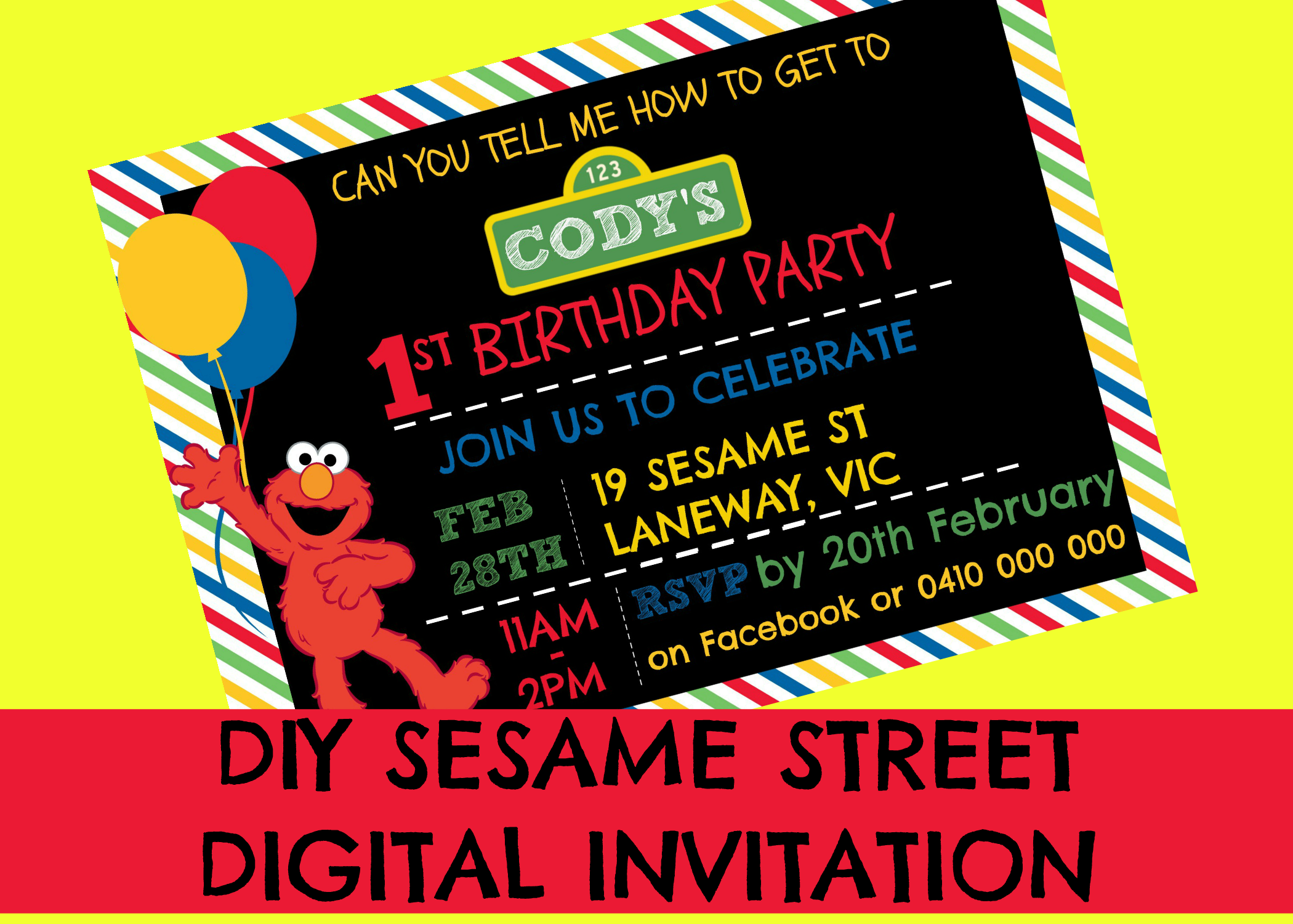 Editable Sesame Street Invitation Template