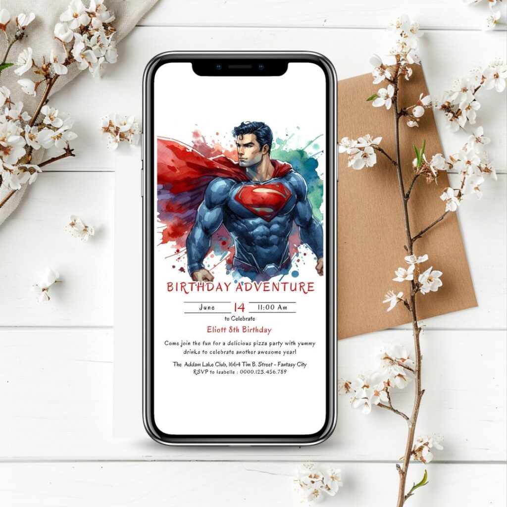 Editable Superman Invitation Template Superman Birthday Party Invite