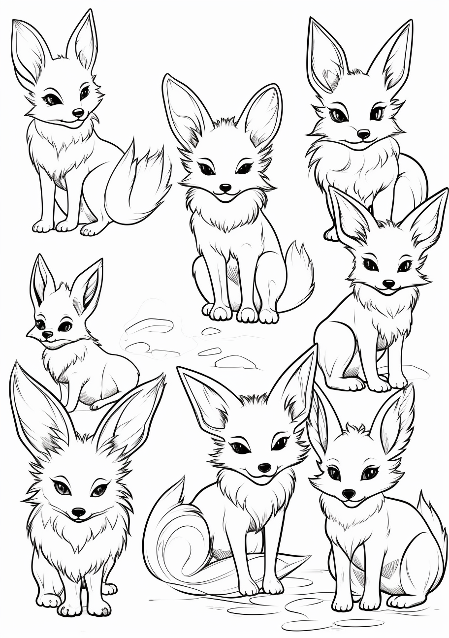 Eevee Evolutions Coloring Sheet Pokemon Pages Adult Kids Fun