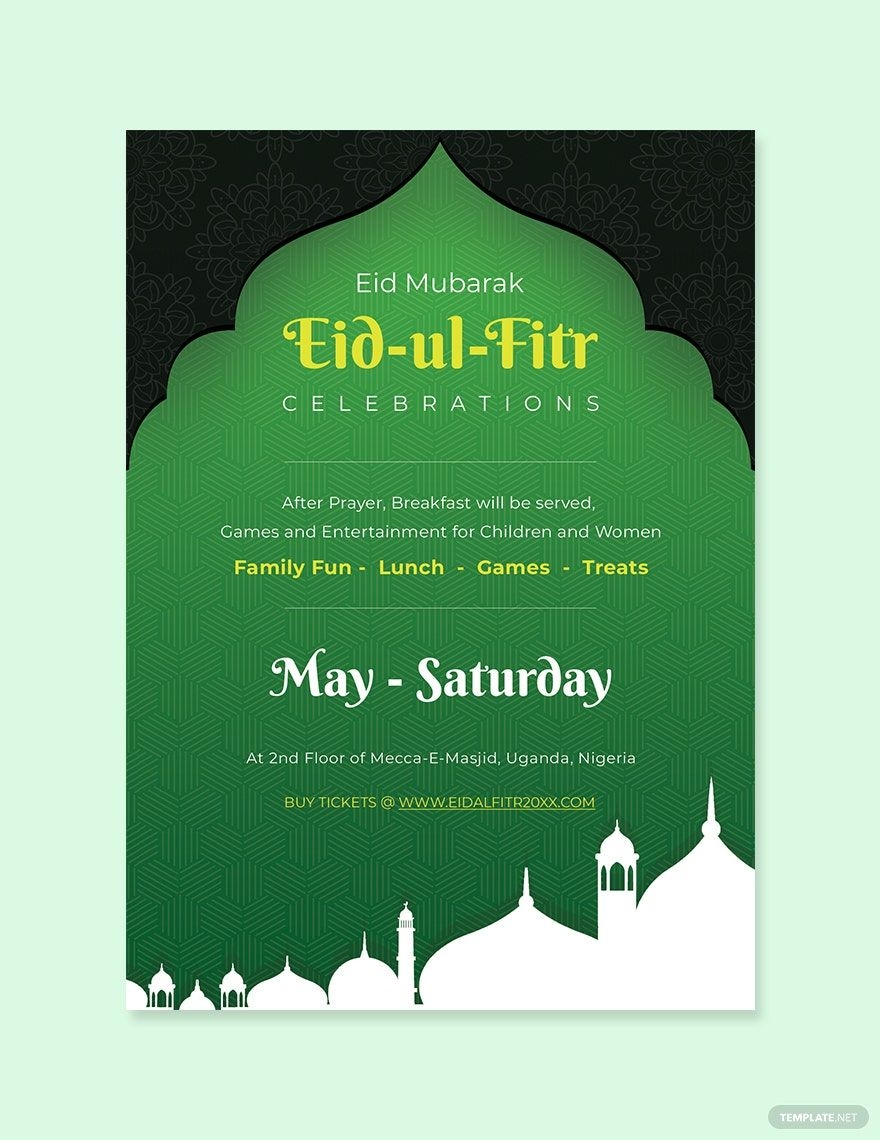 Eid Al Fitr Invitation Background In EPS Illustrator JPG PNG PSD 