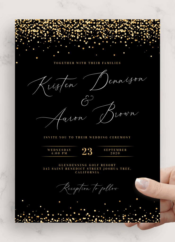 Elegant Black And Gold Blank Invitation Templates
