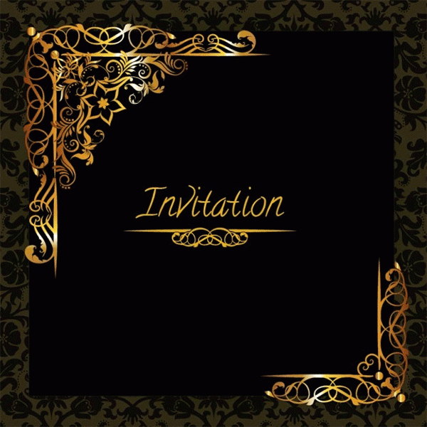 Elegant Black And Gold Blank Invitation Templates