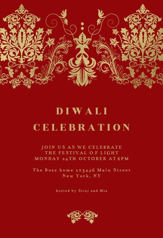 Elegant Diwali Diwali Invitation Card Template Greetings Island 