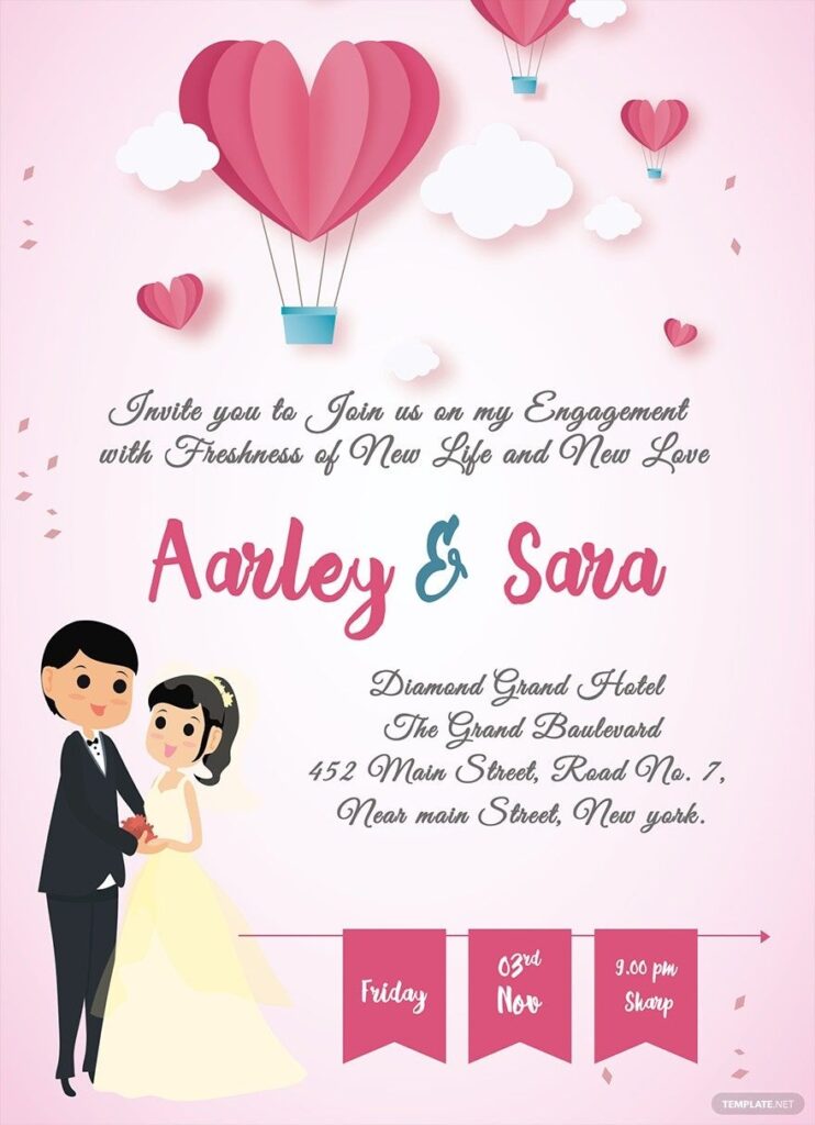 Elegant Engagement Invitation Card Template In Illustrator Pages