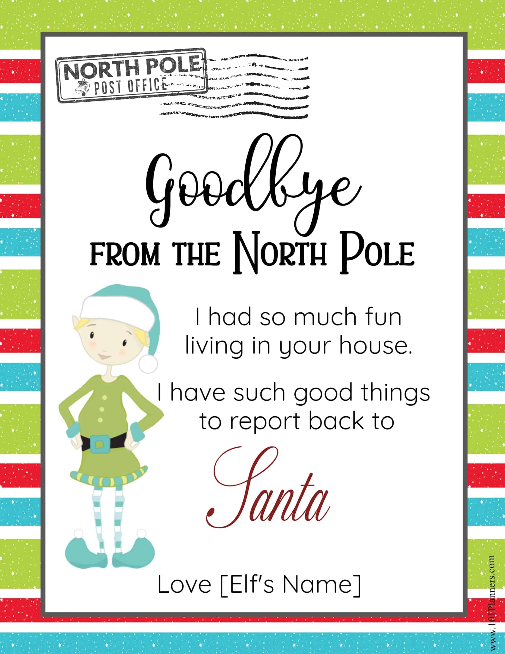 free printable editable elf letter template