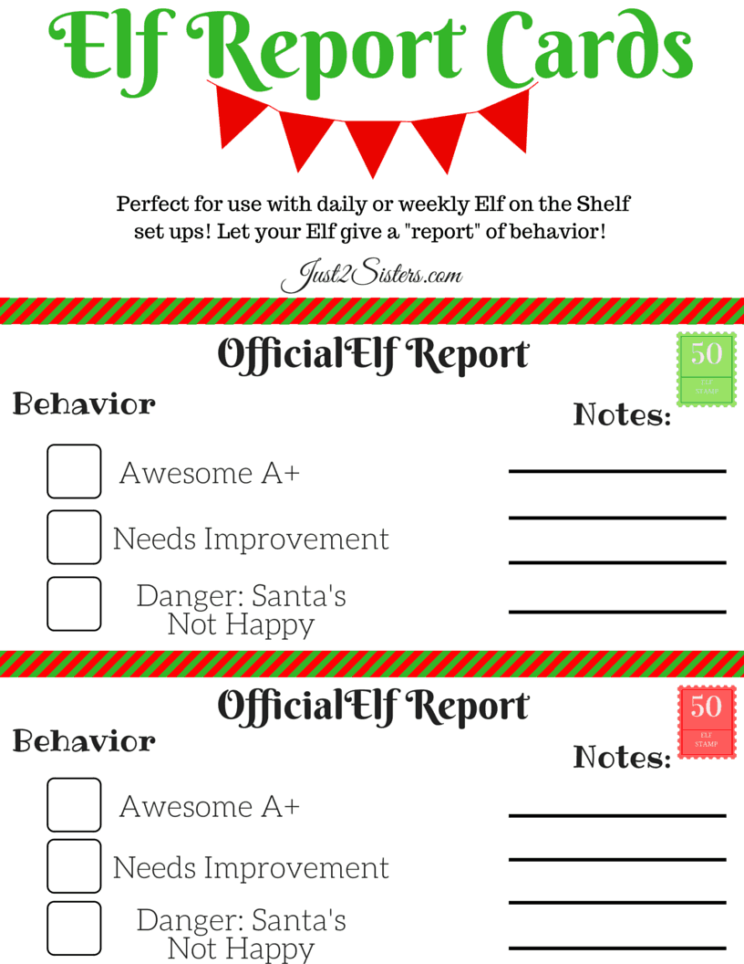 Elf On The Shelf Report Card Printable