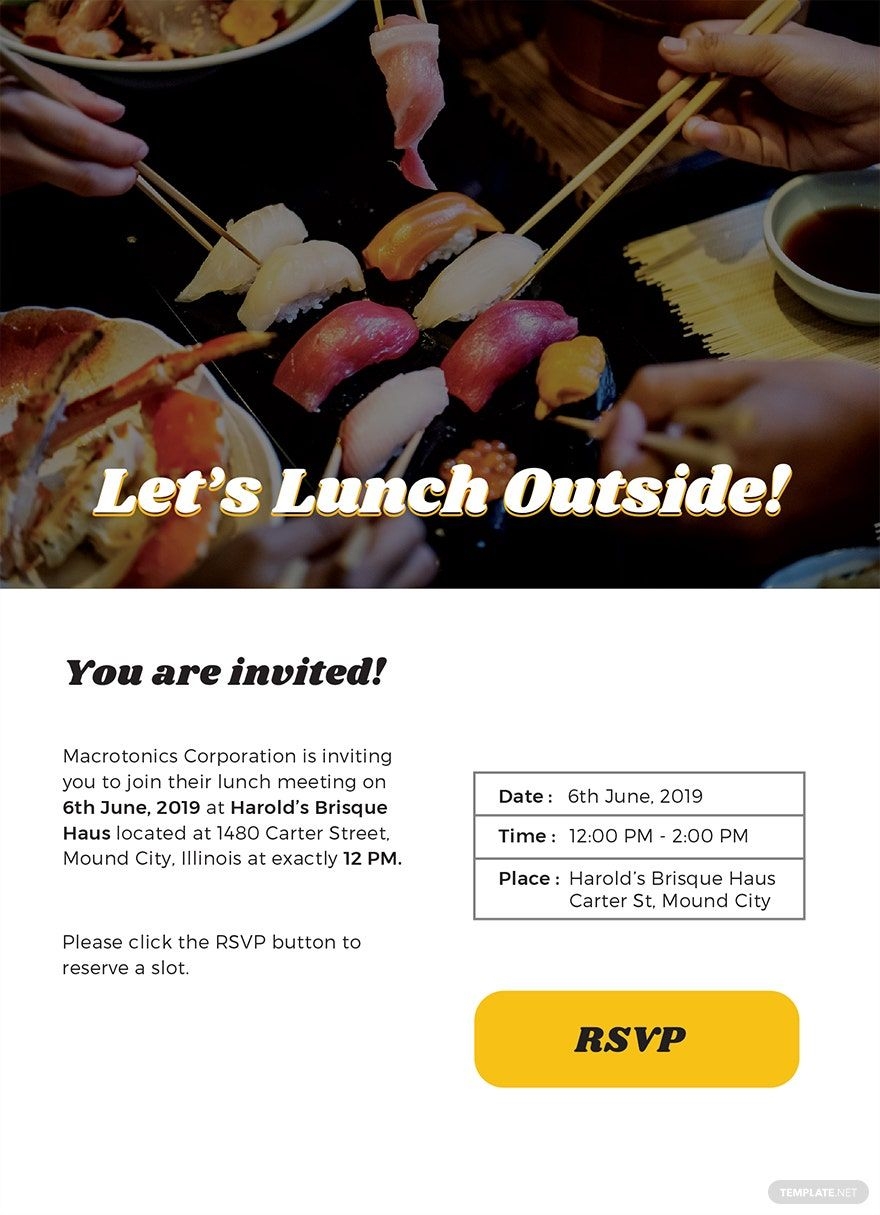 Email Lunch Invitation Template In PSD Word Pages Illustrator 