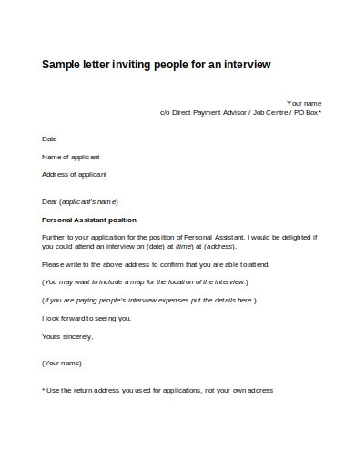 Email Template To Invite Candidate For Interview Prntbl 