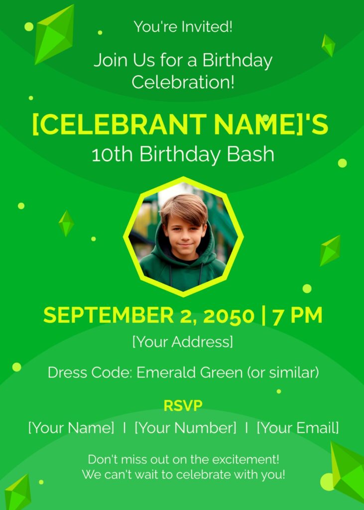Emerald Green Birthday Invitation Template Download Template