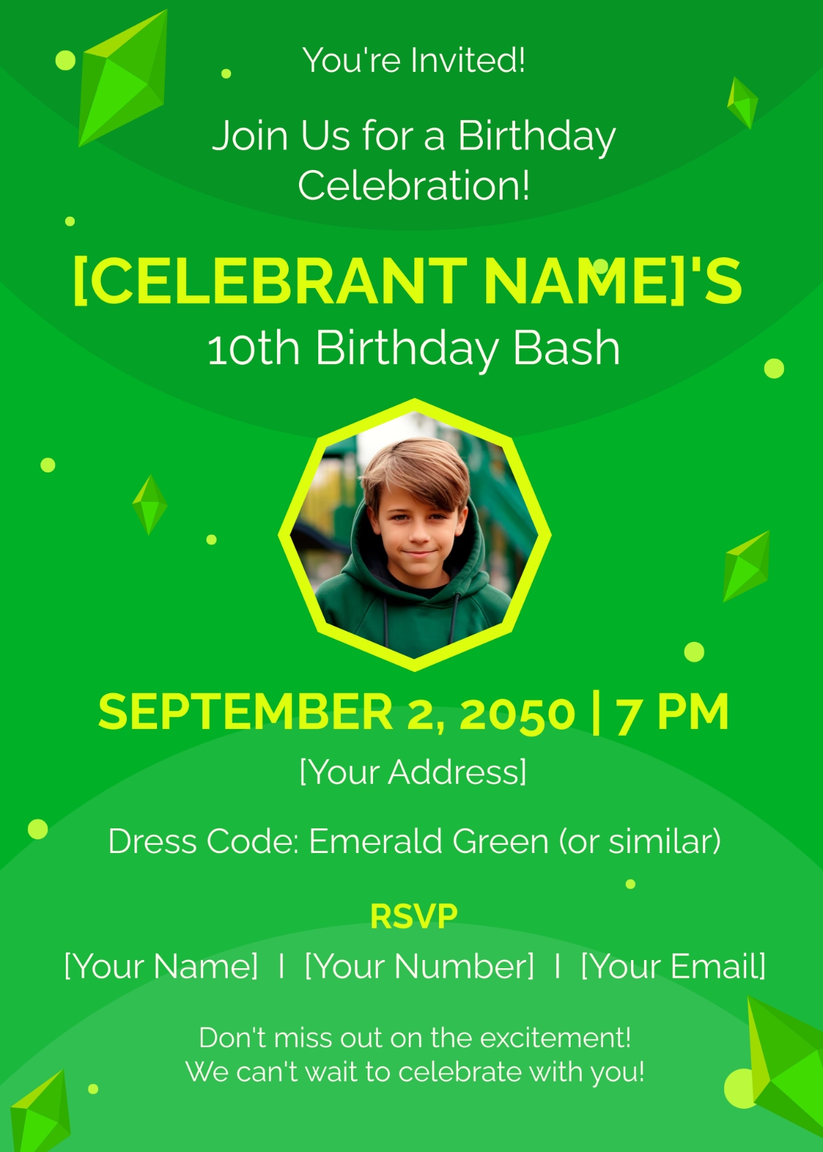 Emerald Green Birthday Invitation Template Download Template