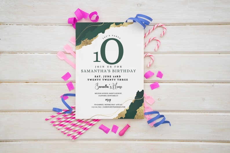 emerald green birthday invitation template free