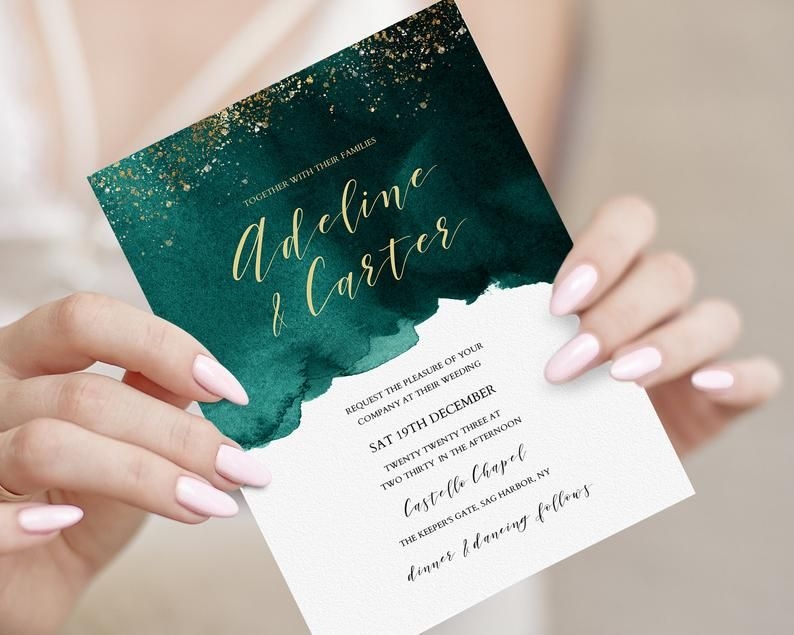 emerald green invitation template free