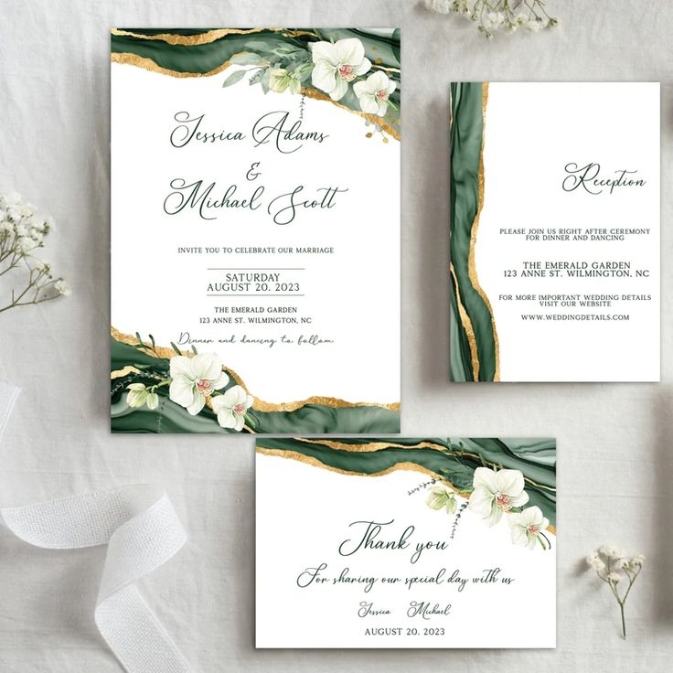 Emerald Green Wedding Invitation Template Emerald Wedding Set