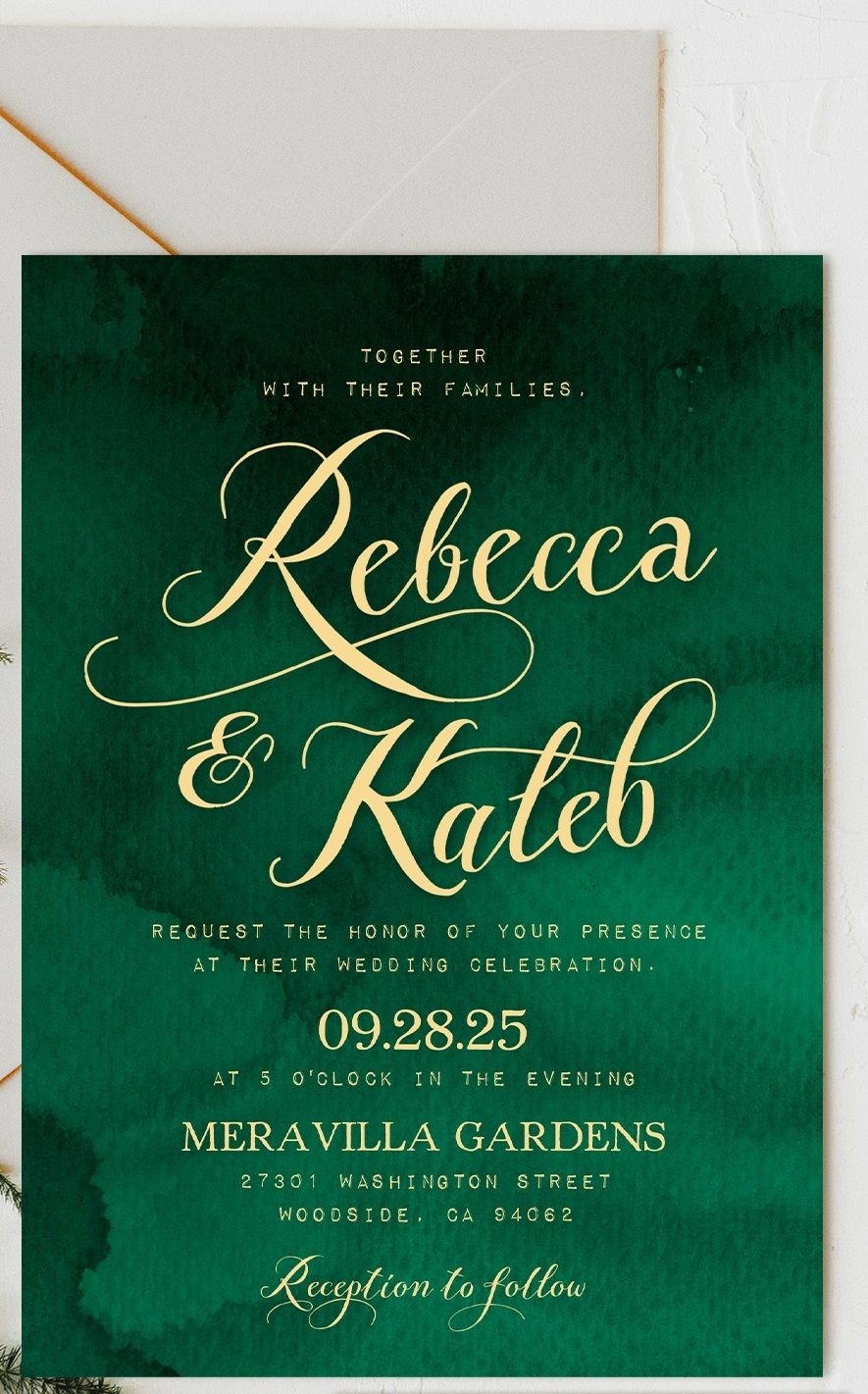 emerald green wedding invitation template free