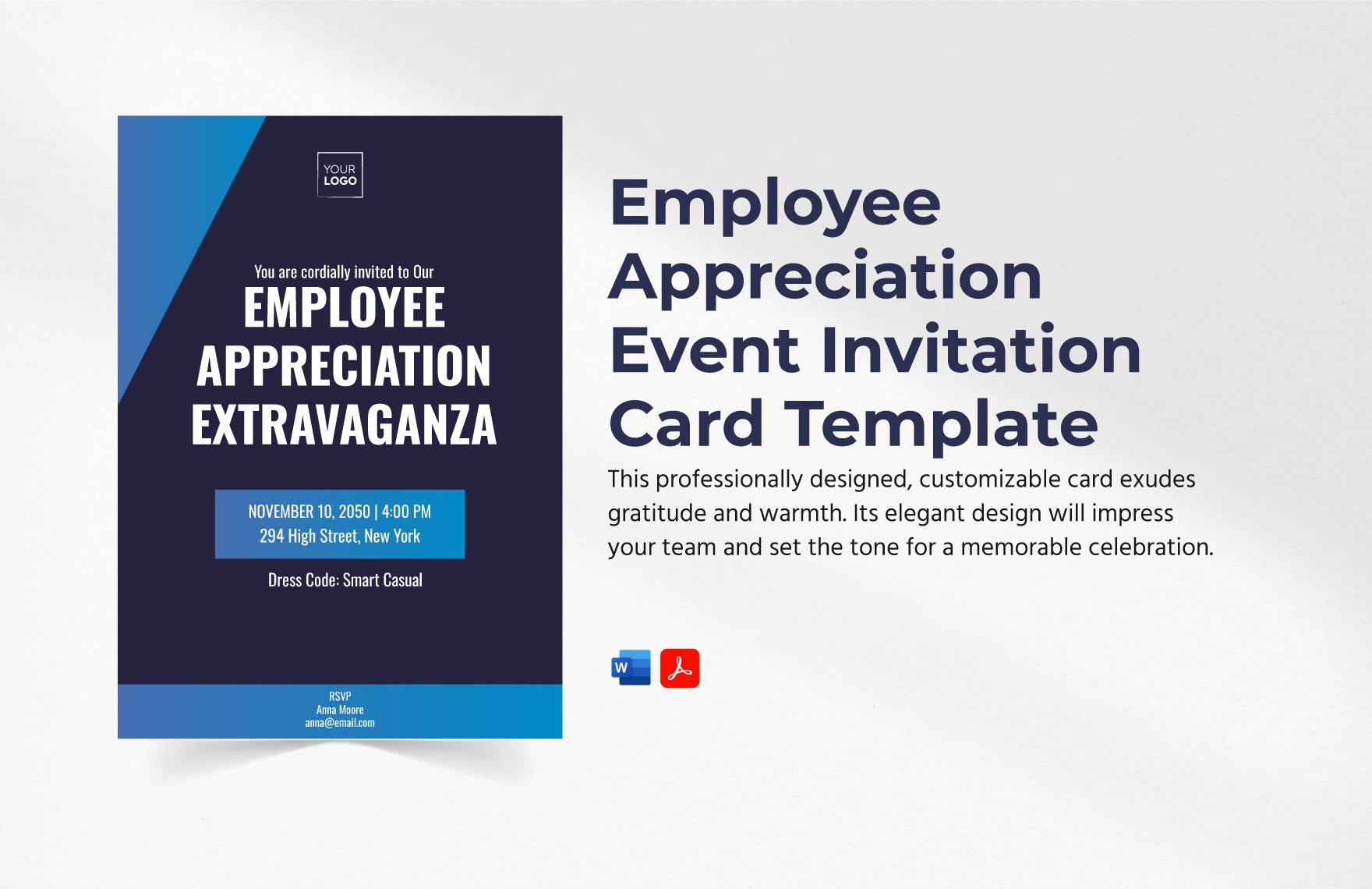 Employee Appreciation Event Invitation Card Template In Word PDF 