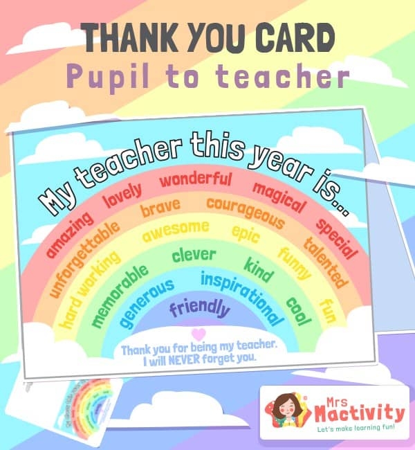 End Of Year Teacher Card Printable