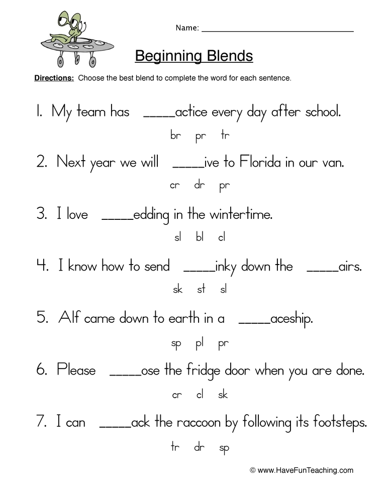 Engaging Beginning Blends Worksheets For Developing Phonics Skills