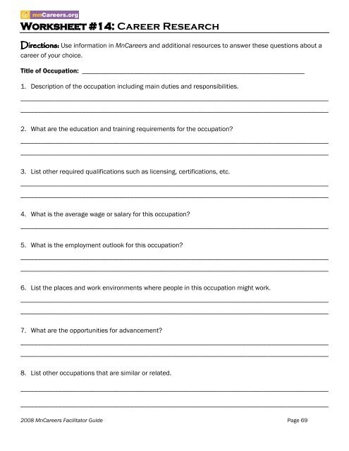 English Worksheets Career Search Guide For Research Paper Worksheets 