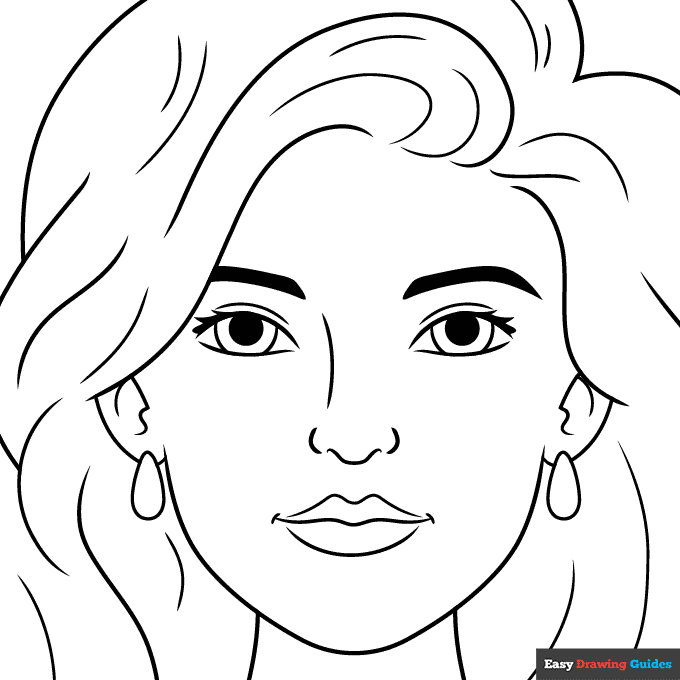 Face Portrait Coloring Page Easy Drawing Guides