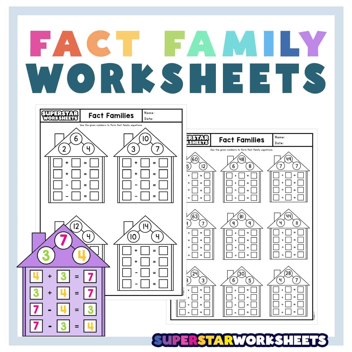 printable fact family cards