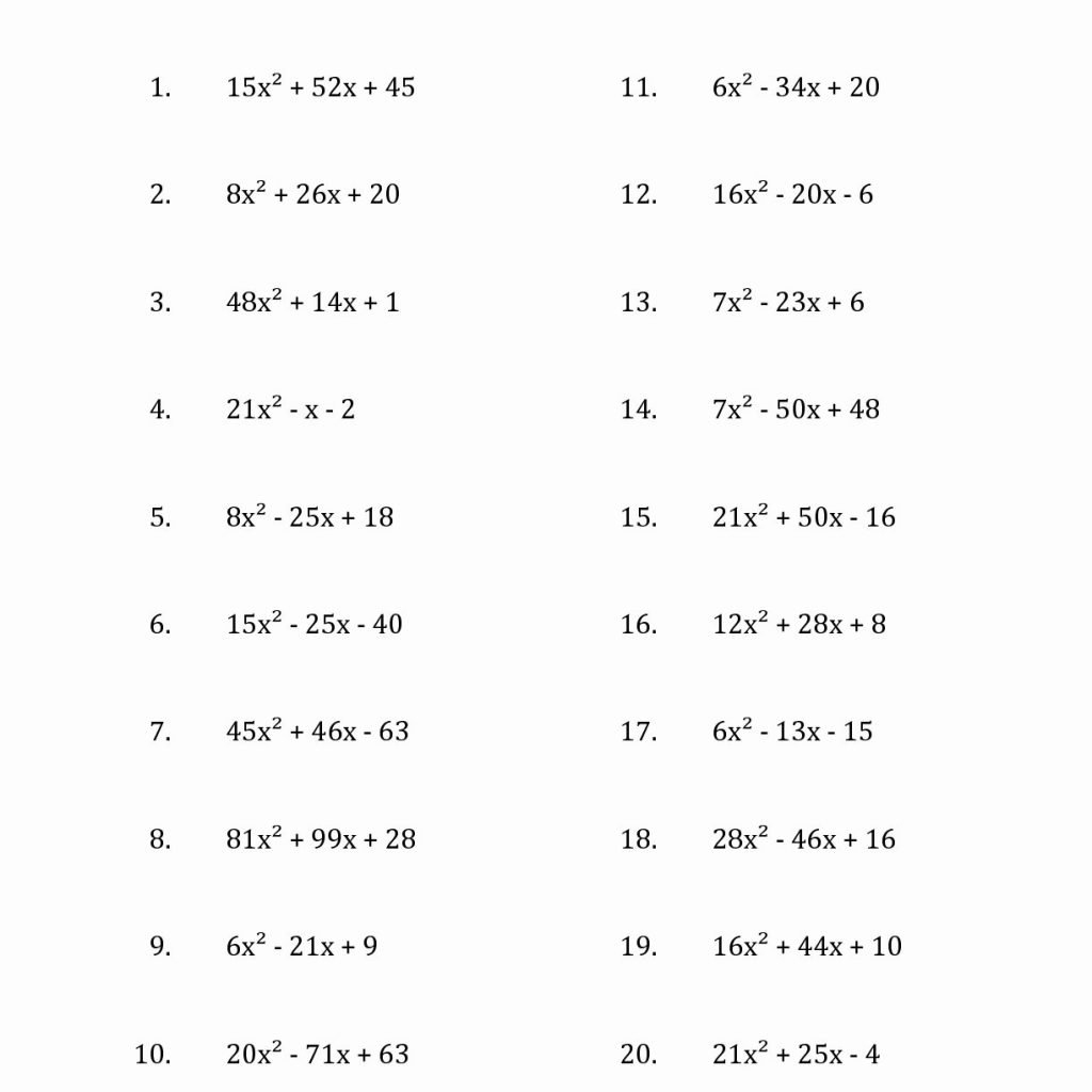 Factoring Polynomials Activity Sheet Free Worksheets Samples