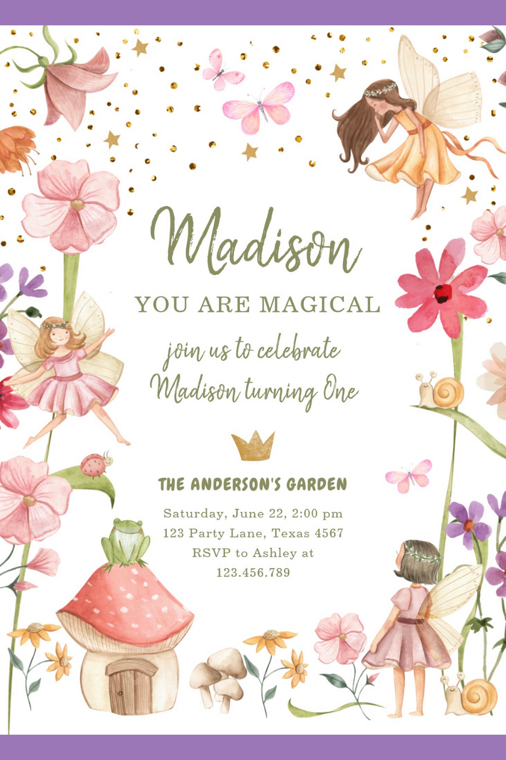 Fairy Magical Forest Garden Girl First Birthday Invitation Zazzle 