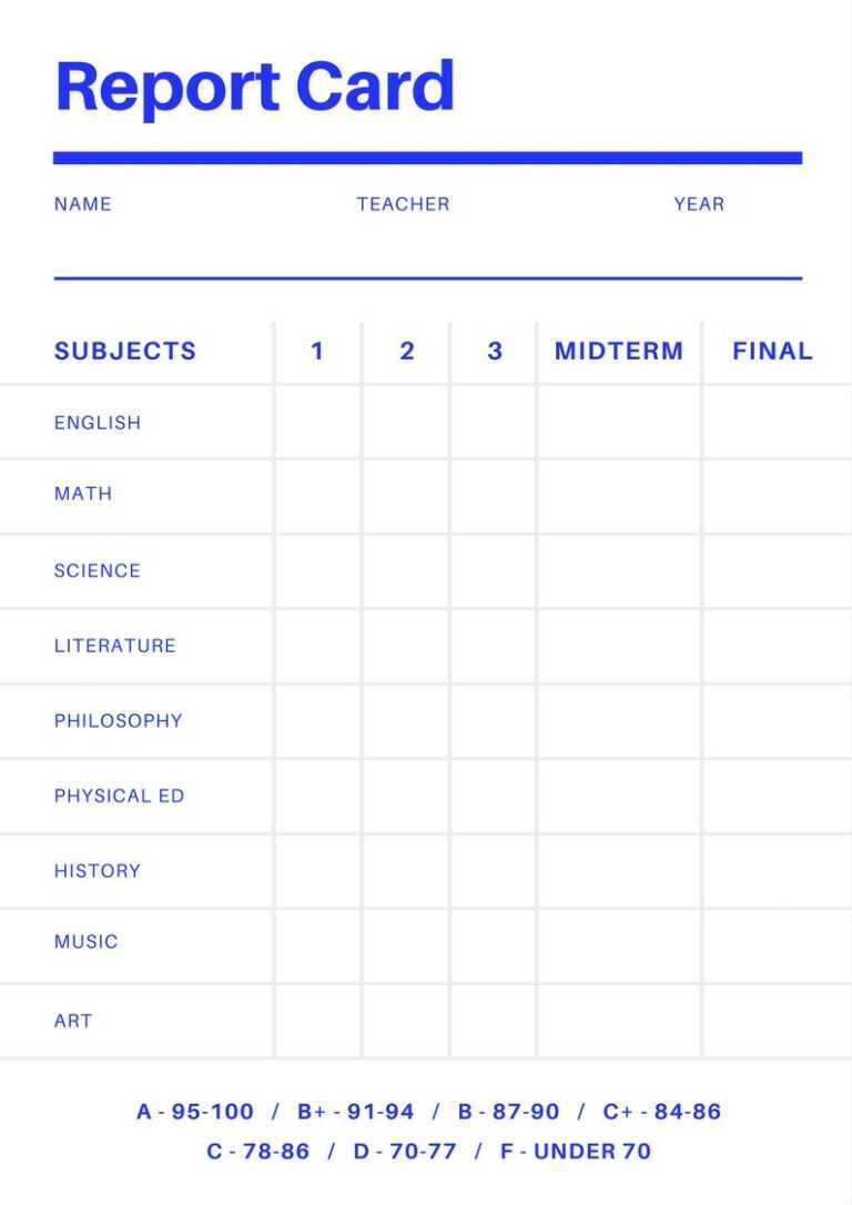 printable fake report card
