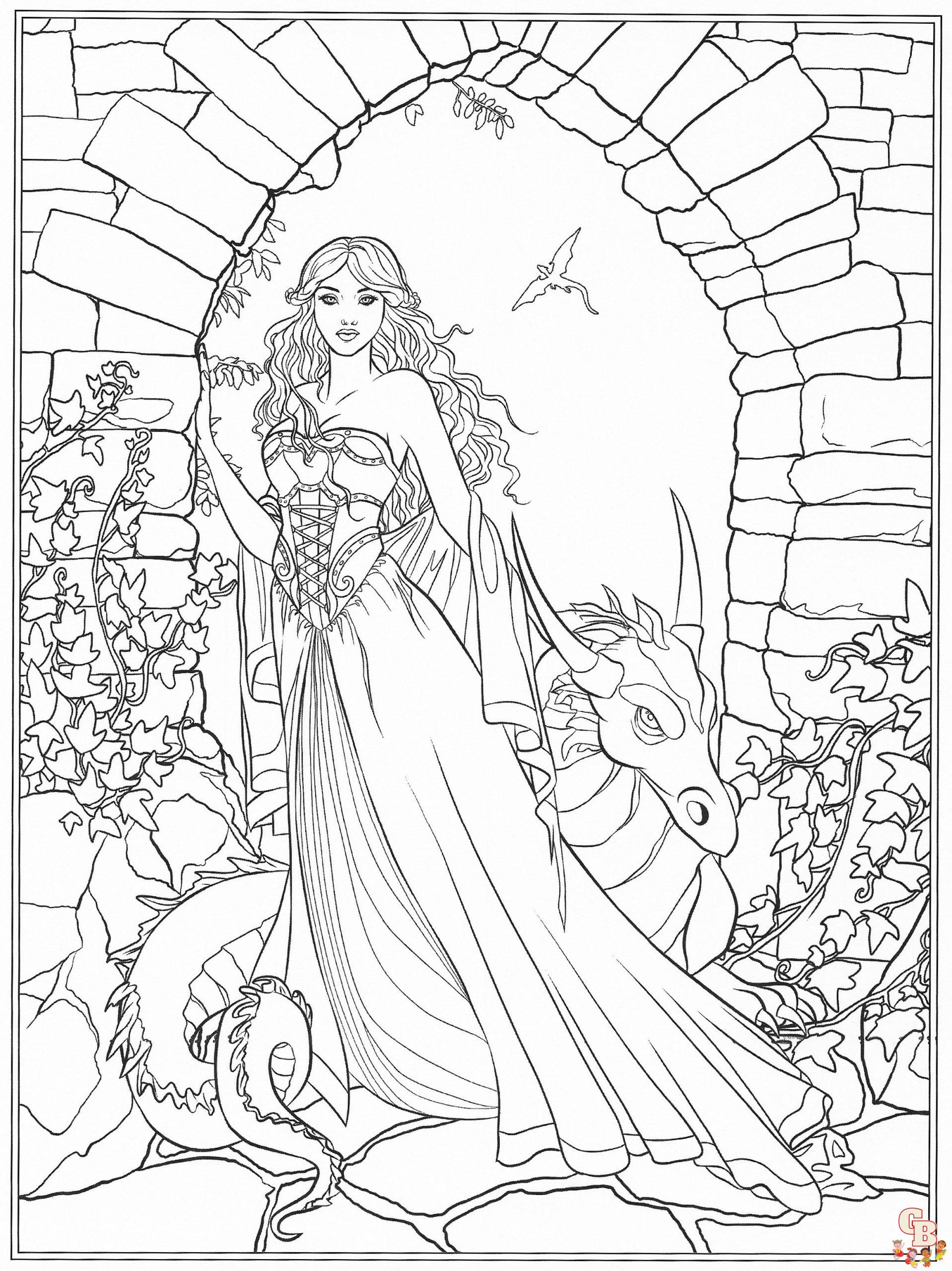 free fantasy coloring page