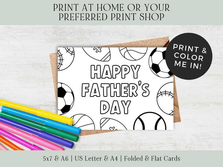 Father 39 s Day Card Printable Coloring Soccer Football Printable Fathers 