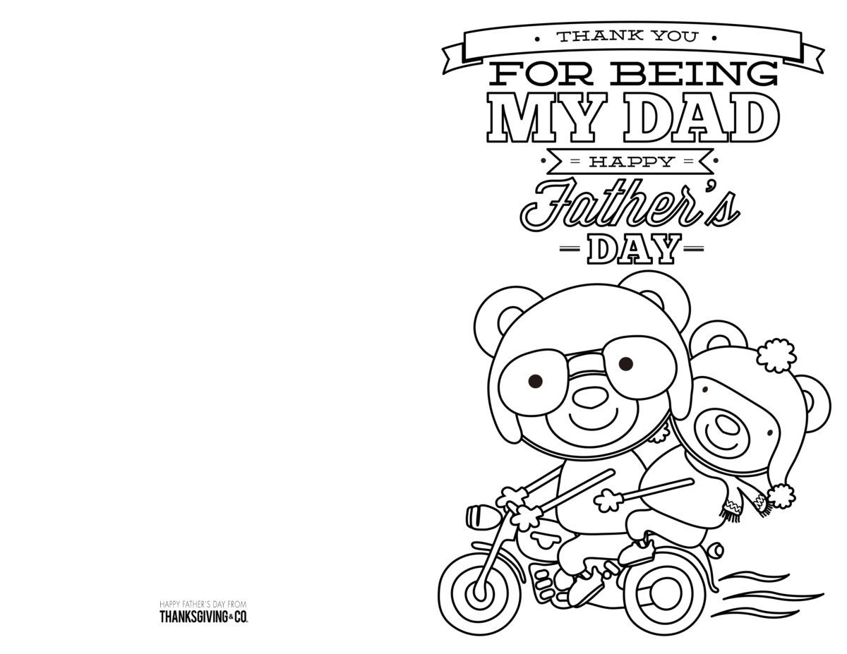printable father's day card to color
