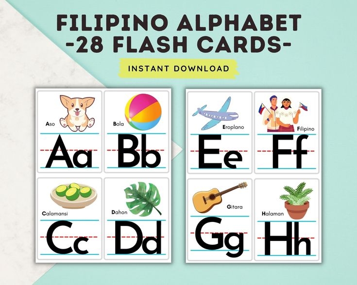 Filipino Alphabet With Numbers Flashcards Tagalog Alphabet Flashcards