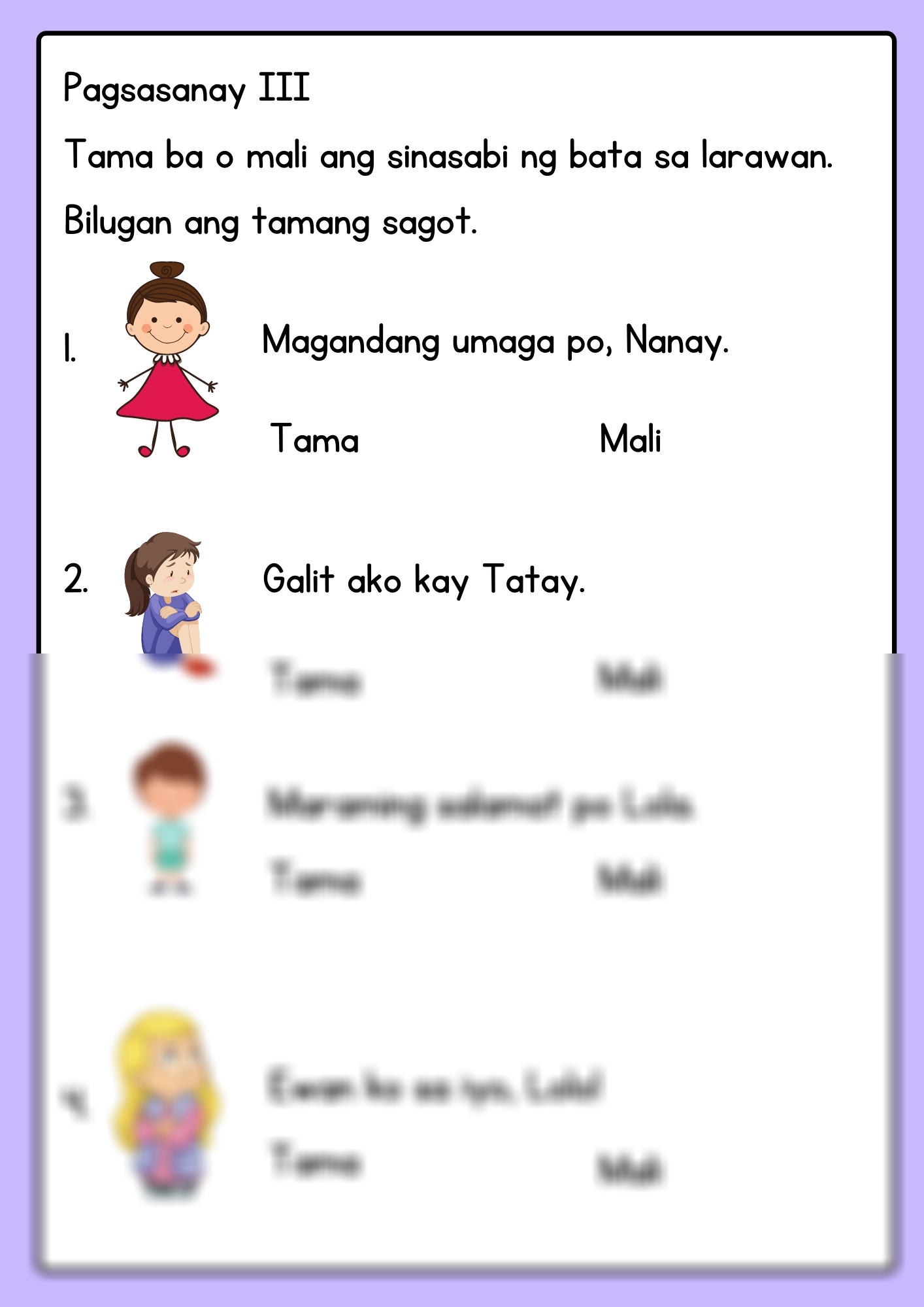 Filipino Worksheet For Kindergarten Kindergarten Worksheets