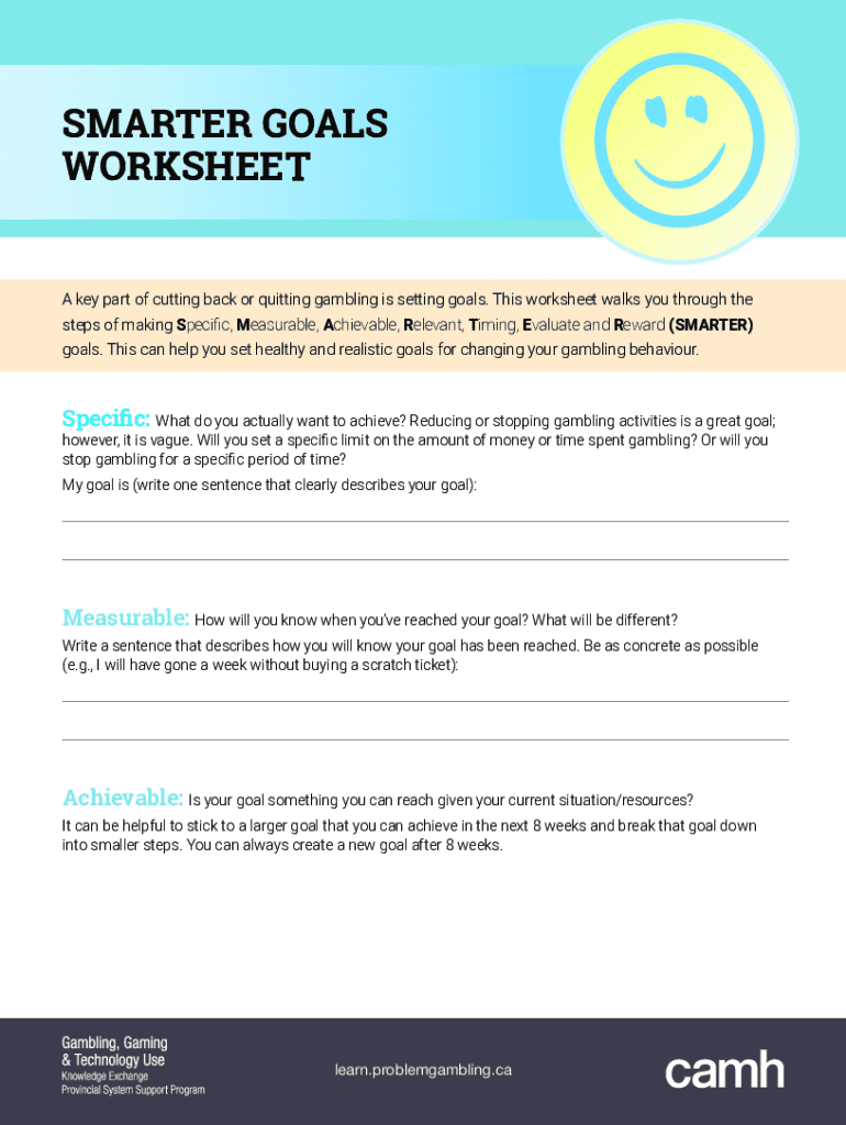 Fillable Online SMARTER GOALS WORKSHEET Fax Email Print PdfFiller