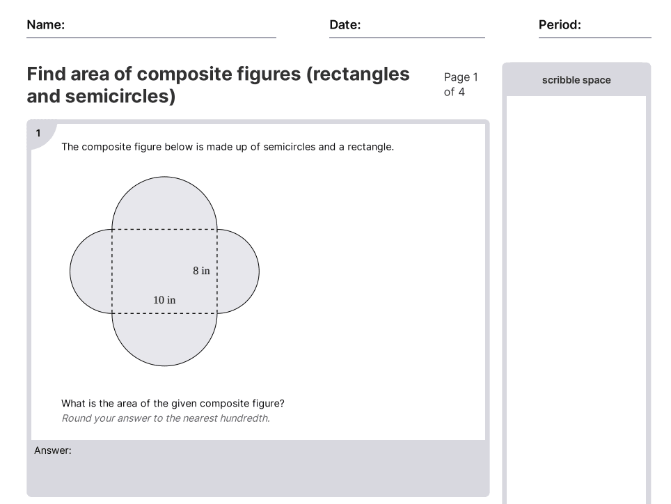area of composite figures worksheet with answers pdf