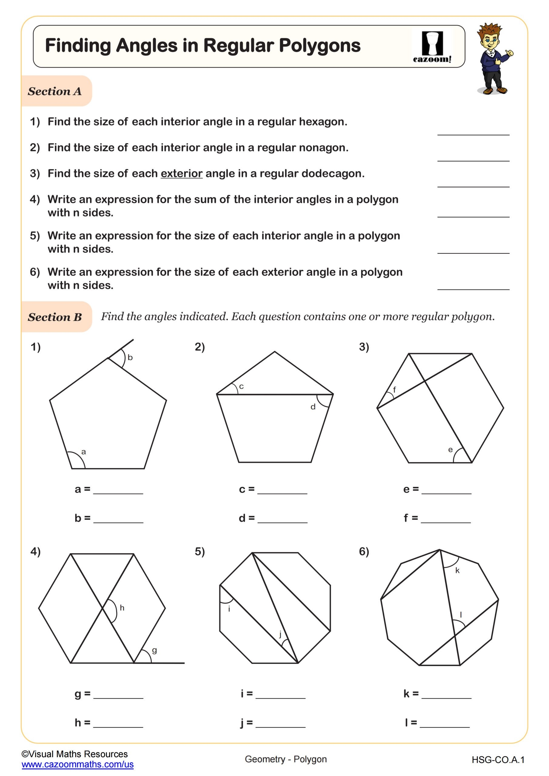 area of regular polygons worksheet