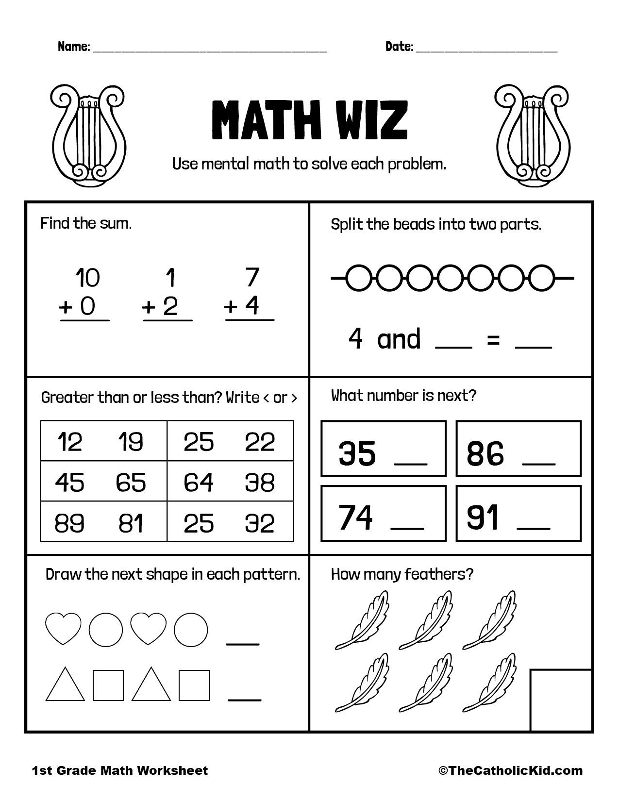 worksheets for 1st grade math