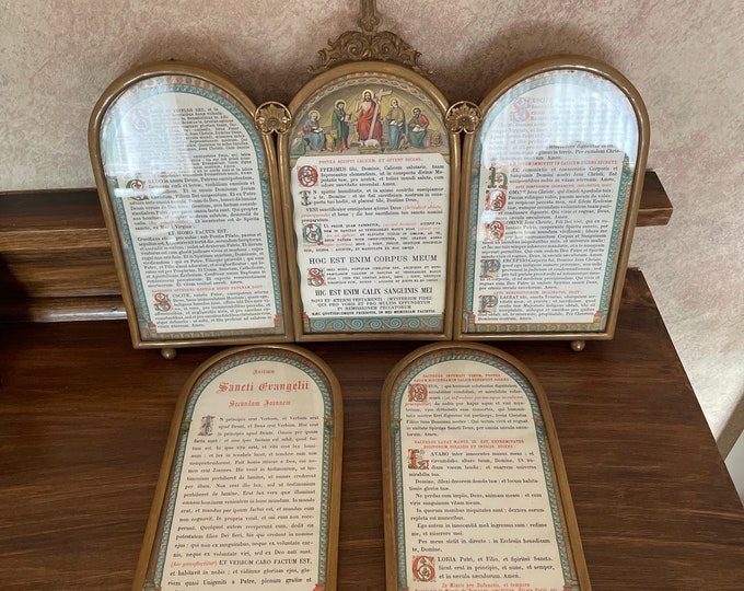 Five Traditional Latin Mass Altar Cards W brass Frame Set Etsy
