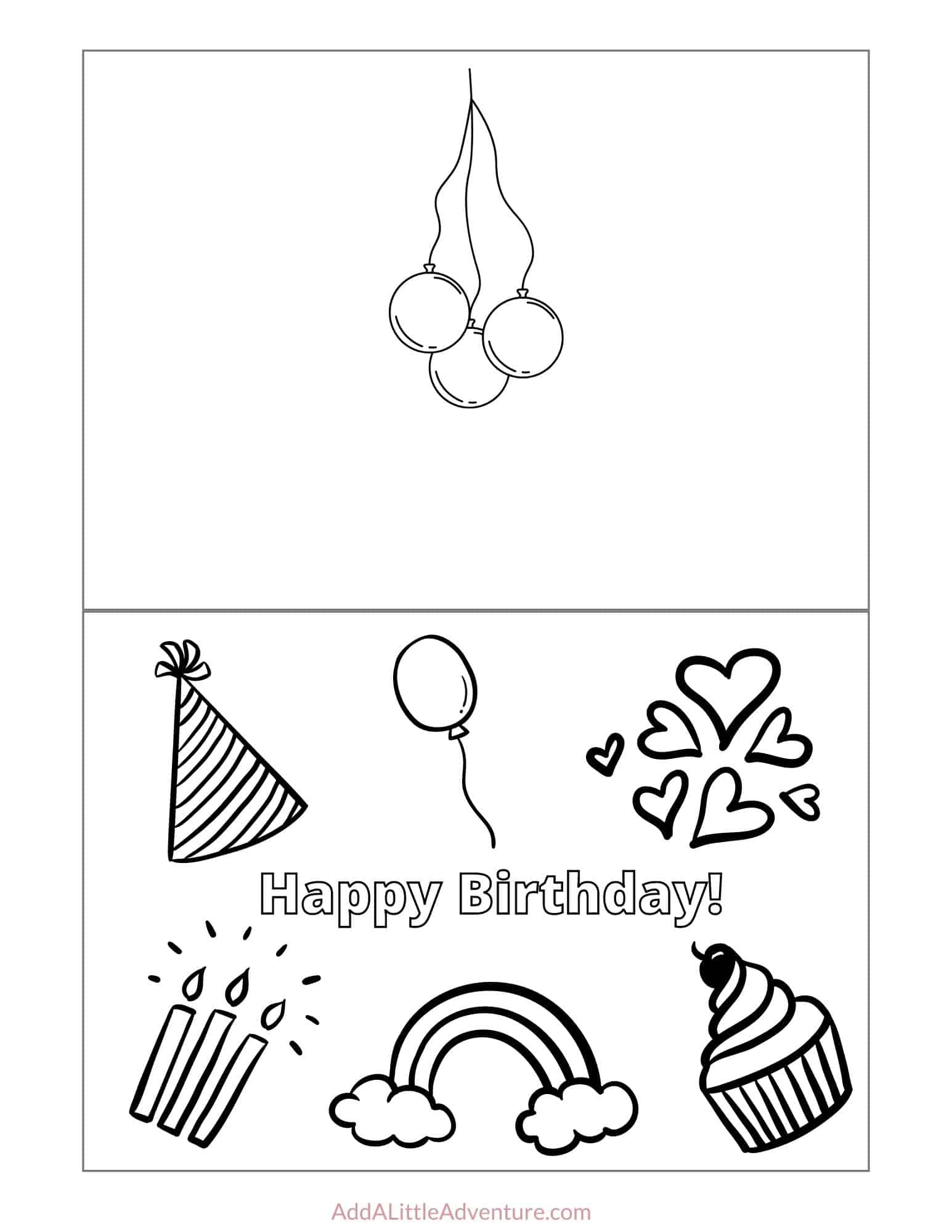 printable kids birthday cards to color