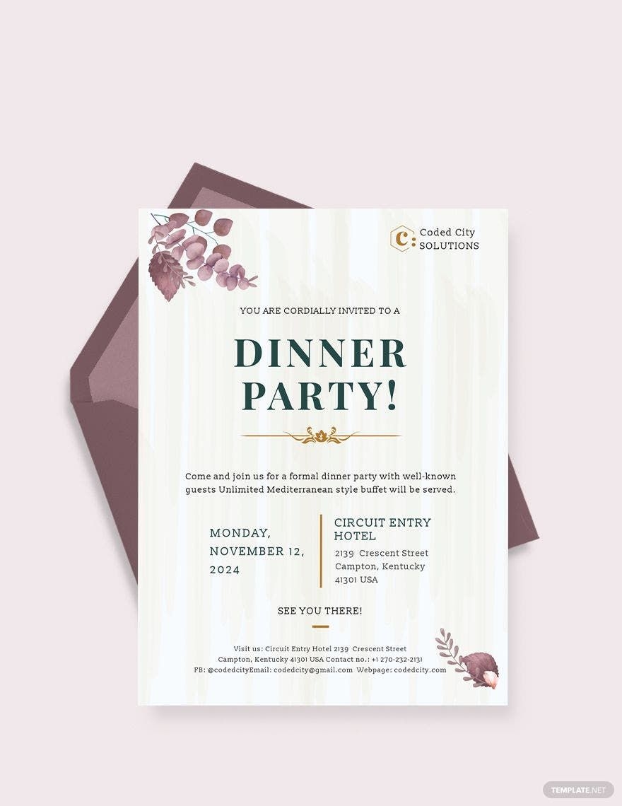 Formal Dinner Invitation Template In Google Docs Google Docs Pages 
