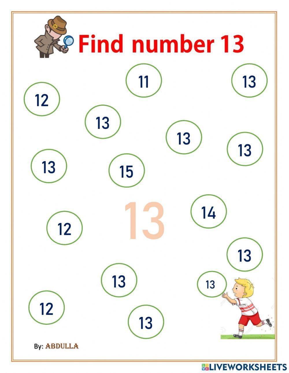 number 13 worksheet