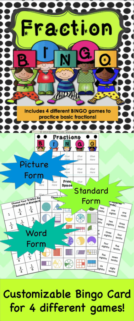 Fraction Games Bingo Fractions Fraction Bingo Printable Bingo Cards
