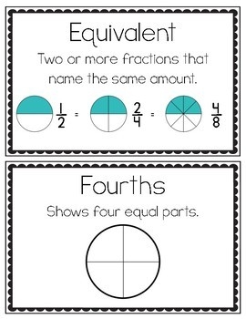 printable fraction vocabulary cards