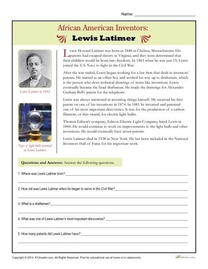 Free African American History Worksheets Worksheets Master